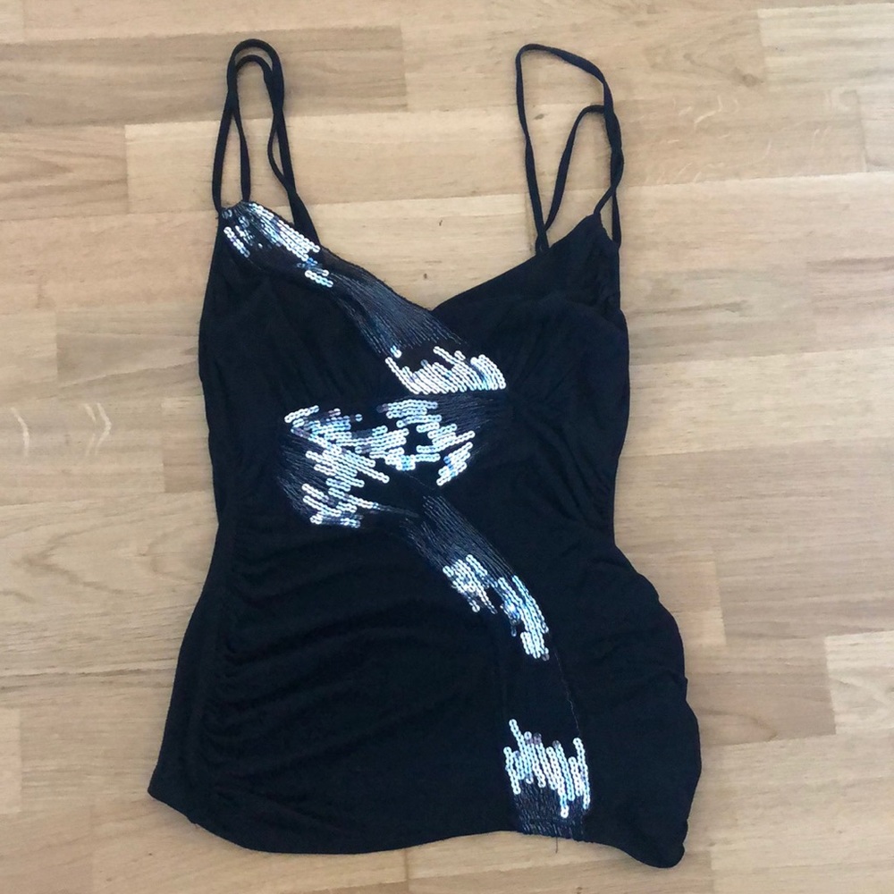 Black lace and sequin top